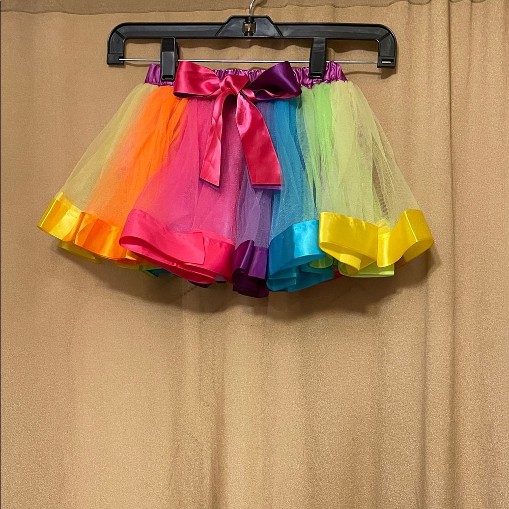 Rainbow Tulle Skirt with Satin Bow